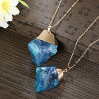 Surfer Blue Natural Stone Necklace in 18K Gold Plated