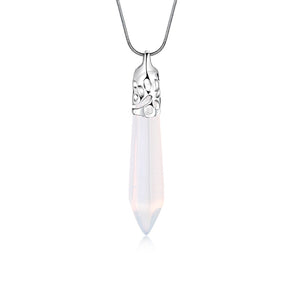 2.00 Natural Opal Natural Stone Necklace in 18K White Gold Plated