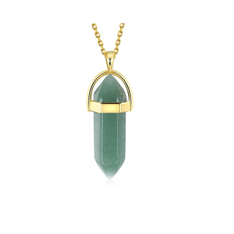 1.00 Natural Green Natural Stone Necklace in 18K Gold Plated