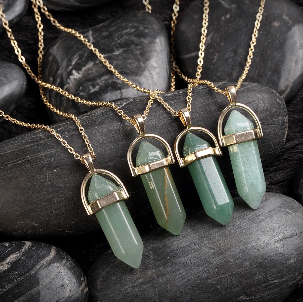 1.00 Natural Green Natural Stone Necklace in 18K Gold Plated