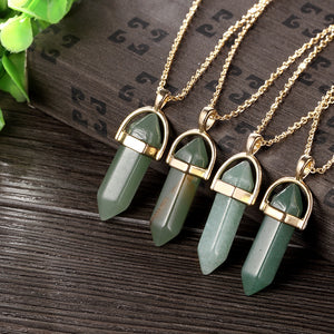 1.00 Natural Green Natural Stone Necklace in 18K Gold Plated