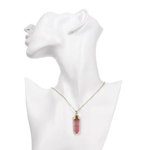 1.00 Natural Pink Natural Stone Necklace in 18K Gold Plated, Necklace, Golden NYC Jewelry, Golden NYC Jewelry  jewelryjewelry deals, swarovski crystal jewelry, groupon jewelry,, jewelry for mom,
