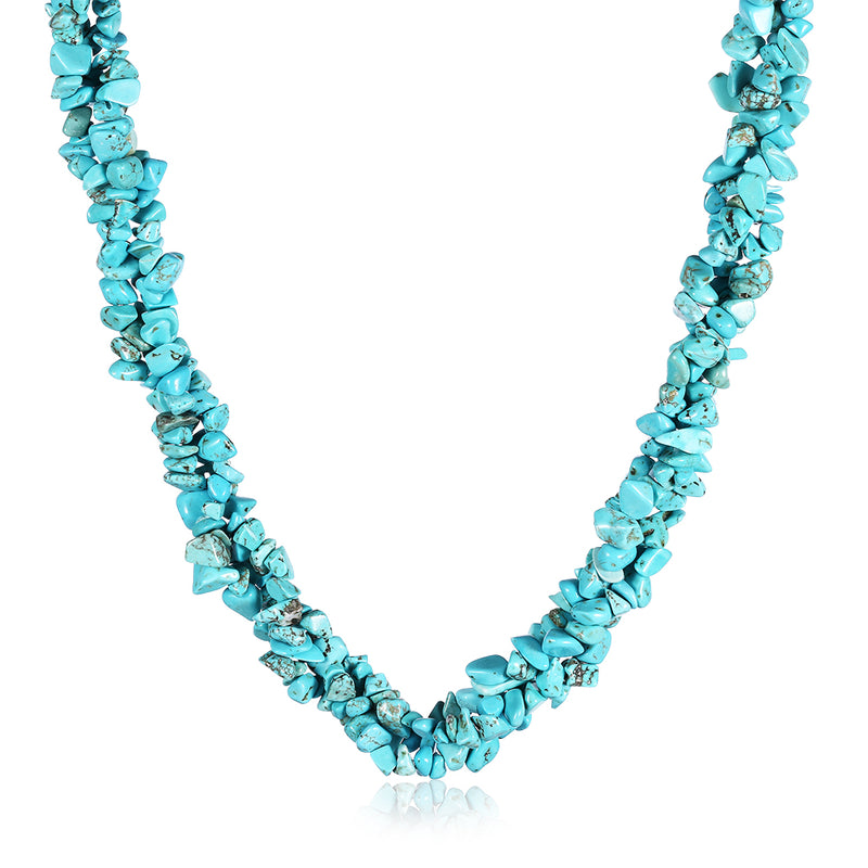 Turquoise Natural Stone Necklace in 18K White Gold Plated