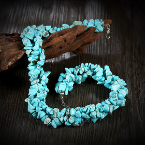 Turquoise Natural Stone Necklace in 18K White Gold Plated