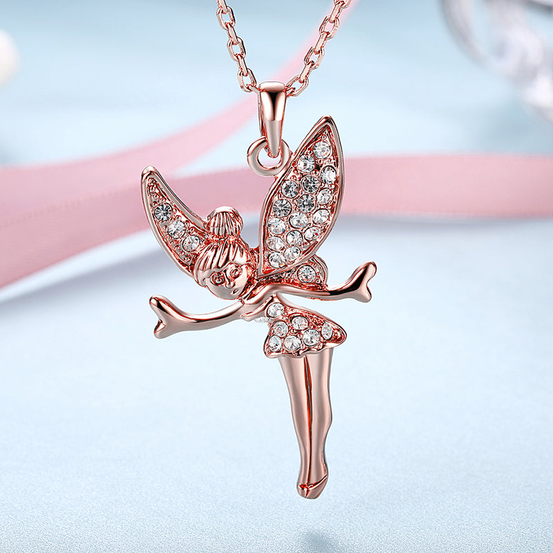 18K Rose Gold Plated Swarovski Elements Flying Angel Necklace, , Golden NYC Jewelry, Golden NYC Jewelry  jewelryjewelry deals, swarovski crystal jewelry, groupon jewelry,, jewelry for mom,