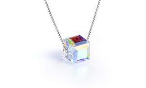 Aurora Borealis Crystal Cube Necklace Made with Swarovski Crystal, , Golden NYC Jewelry, Golden NYC Jewelry  jewelryjewelry deals, swarovski crystal jewelry, groupon jewelry,, jewelry for mom, 