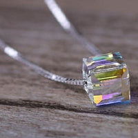 Aurora Borealis Crystal Cube Necklace Made with Swarovski Crystal, , Golden NYC Jewelry, Golden NYC Jewelry jewelryjewelry deals, swarovski crystal jewelry, groupon jewelry,, jewelry for mom, 