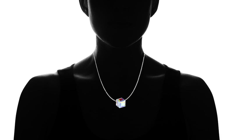 Aurora Borealis Crystal Cube Necklace Made with Swarovski Crystal, , Golden NYC Jewelry, Golden NYC Jewelry jewelryjewelry deals, swarovski crystal jewelry, groupon jewelry,, jewelry for mom, 