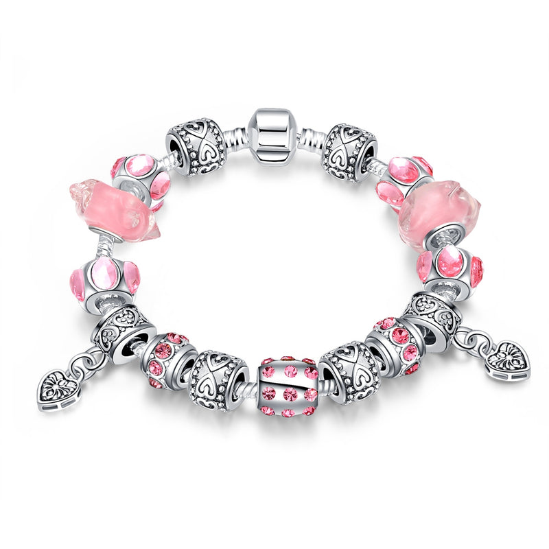 Pink Topaz Magnetic Clasp Bracelet in 18K White Gold Plated