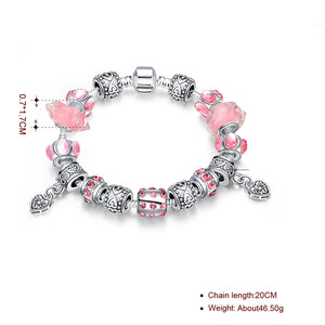 Pink Topaz Magnetic Clasp Bracelet in 18K White Gold Plated