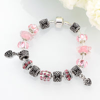 Pink Topaz Magnetic Clasp Bracelet in 18K White Gold Plated