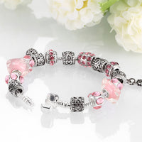 Pink Topaz Magnetic Clasp Bracelet in 18K White Gold Plated