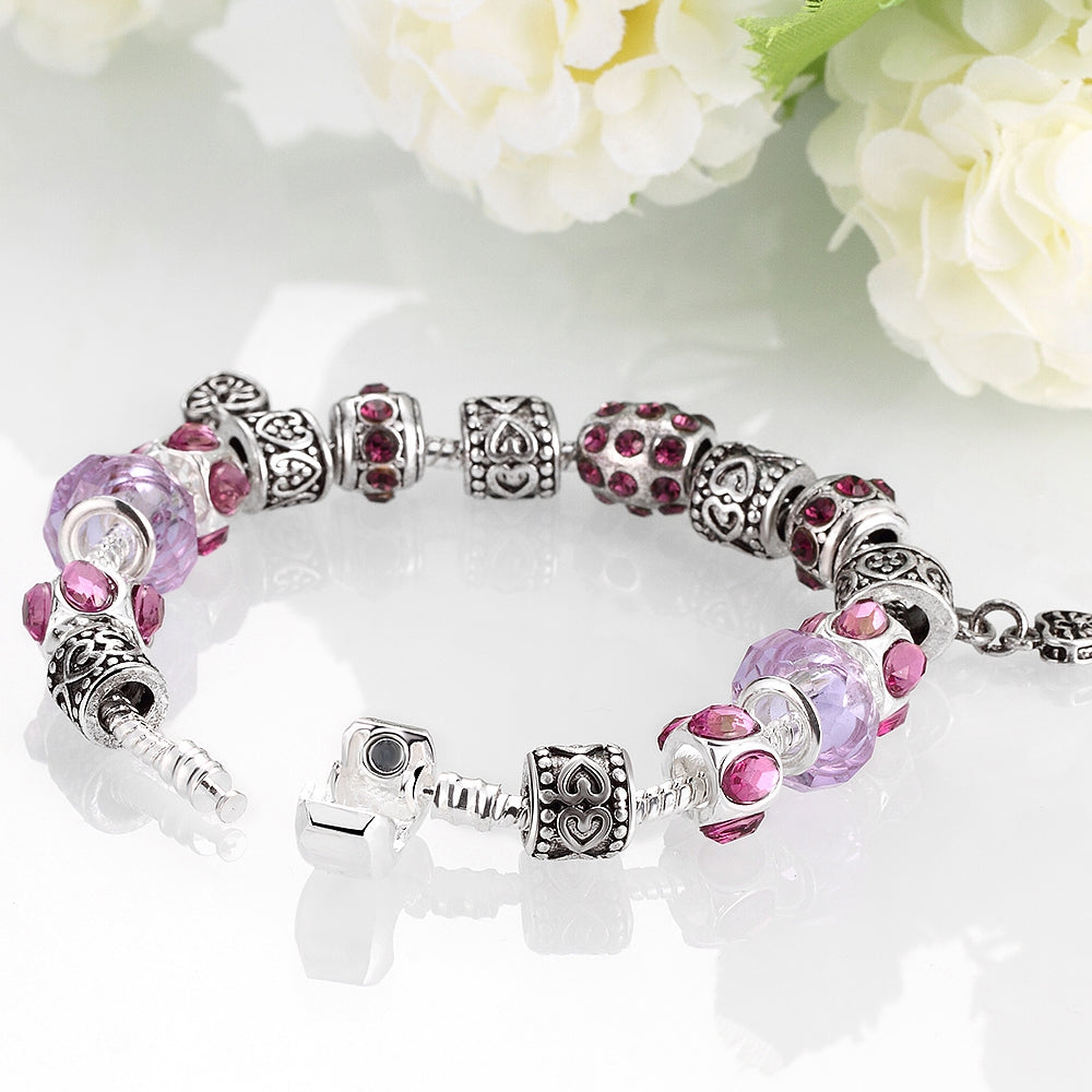 Purple Passion Magnetic Clasp Bracelet in 18K White Gold Plated