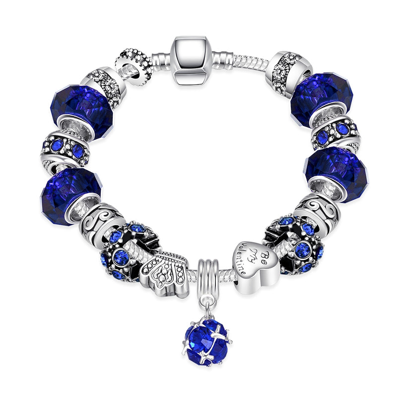 Sapphire Blue Magnetic Clasp Bracelet in 18K White Gold Plated