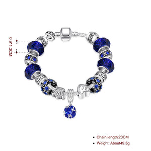 Sapphire Blue Magnetic Clasp Bracelet in 18K White Gold Plated