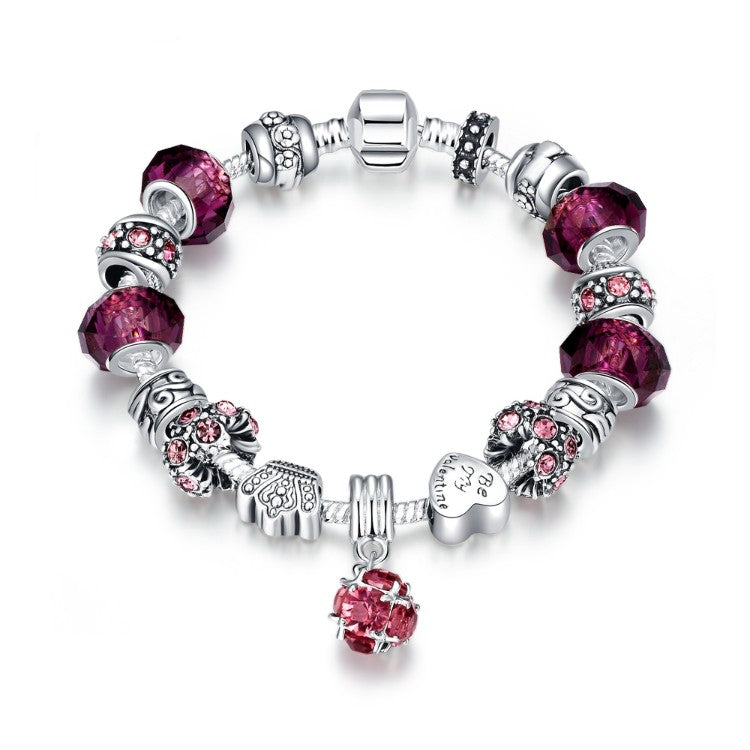 50 Shades of Ruby Red Pandora Inspired Bracelet - Golden NYC Jewelry