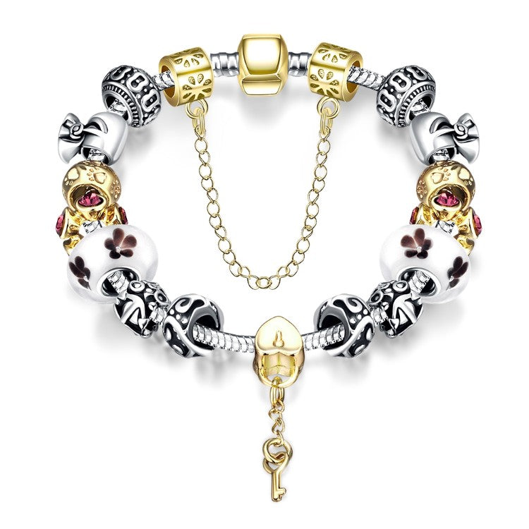 Lock & Capture My Heart Pandora Inspired Bracelet - Golden NYC Jewelry