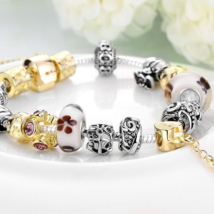 Lock & Capture My Heart Pandora Inspired Bracelet - Golden NYC Jewelry