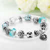 Aquamarine Crystal Heart Pandora Inspired Bracelet - Golden NYC Jewelry