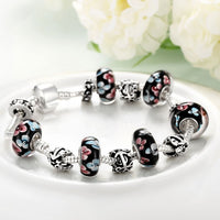 Retro Flower Print Pandora Inspired Bracelet - Golden NYC Jewelry