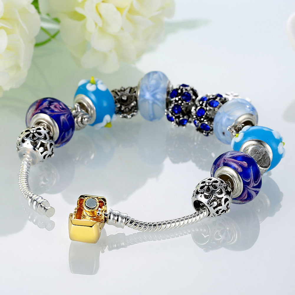 Frozen Inspired Magnetic Clasp Bracelet in 18K White Gold Plated