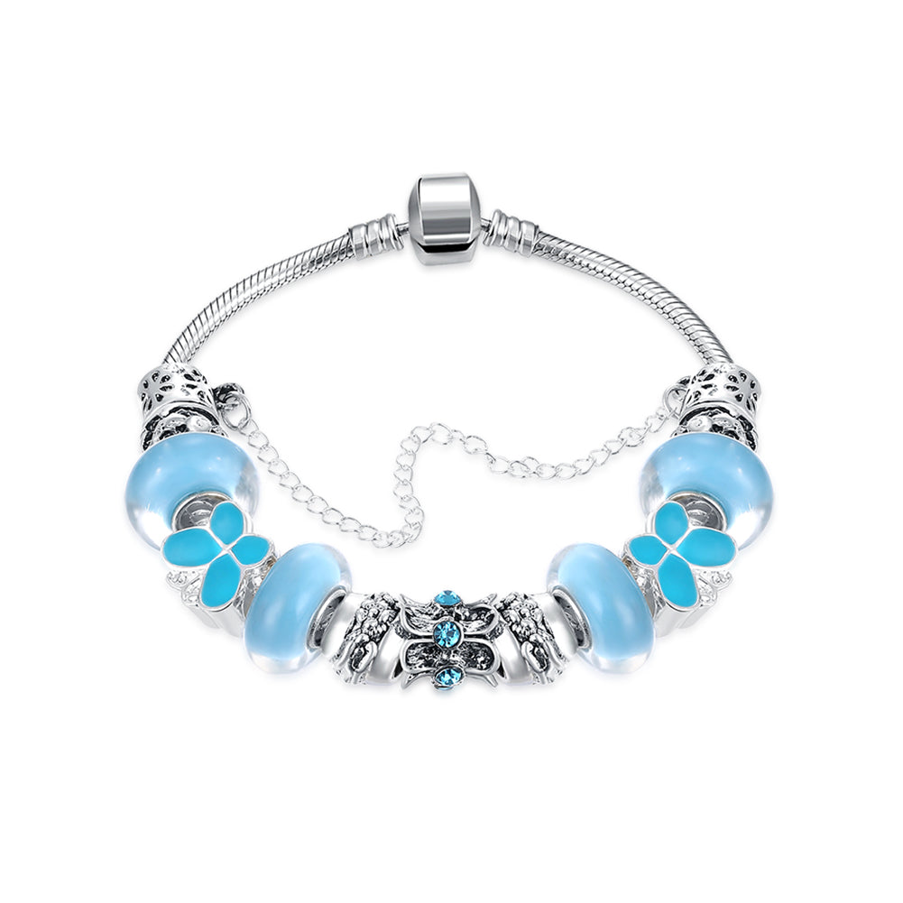 Light Blue Magnetic Clasp Bracelet in 18K White Gold Plated