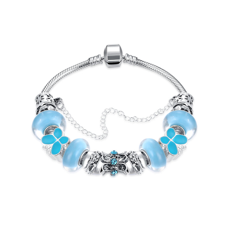 Light Blue Magnetic Clasp Bracelet in 18K White Gold Plated