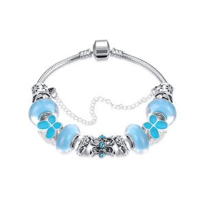 Sky Blue Petite Butterfly Pandora Inspired Bracelet - Golden NYC Jewelry