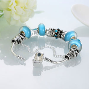 Sky Blue Petite Butterfly Pandora Inspired Bracelet - Golden NYC Jewelry