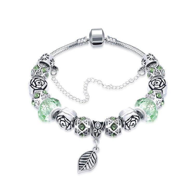 Light Green Leaf Branch Pandora Inspired Bracelet - Golden NYC Jewelry