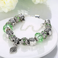 Light Green Leaf Branch Pandora Inspired Bracelet - Golden NYC Jewelry