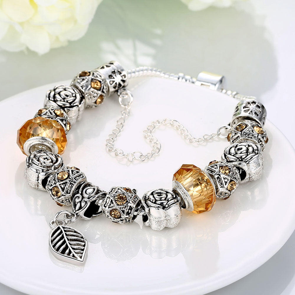 Petite Cream Soda Leaf Branch Pandora Inspired Bracelet - Golden NYC Jewelry