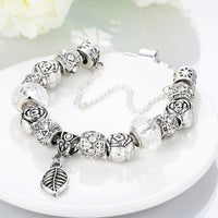 Petite Ivory Cream Leaf Branch Pandora Inspired Bracelet - Golden NYC Jewelry