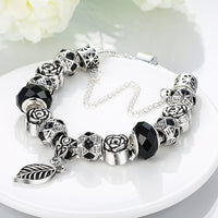 Black Onyx Passion Leaf Branch Pandora Inspired Bracelet - Golden NYC Jewelry