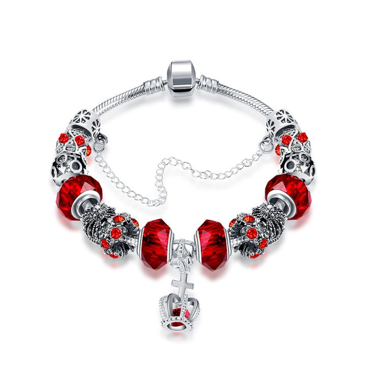 Royal Ruby Crown Jewel Pandora Inspired Bracelet - Golden NYC Jewelry