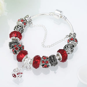 Royal Ruby Crown Jewel Pandora Inspired Bracelet - Golden NYC Jewelry