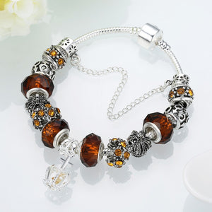 Royal Orange Citrine Crown Jewel Pandora Inspired Bracelet - Golden NYC Jewelry