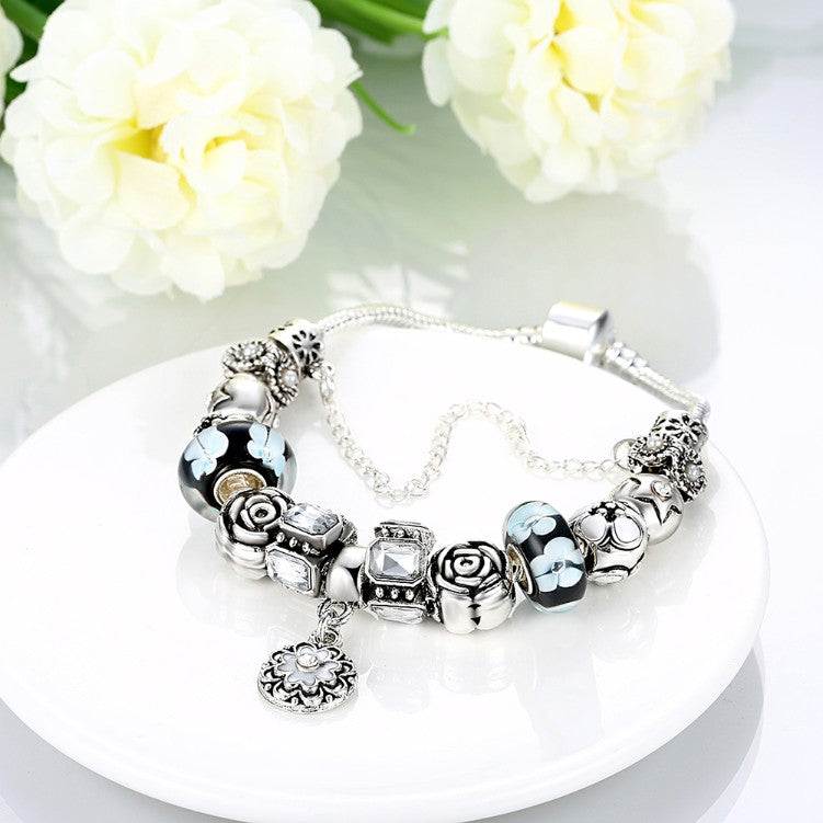 Royal Floral Petite Emblem Pandora Inspired Bracelet - Golden NYC Jewelry