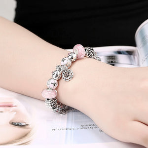 Mini Petite Pink Pandora Inspired Bracelet - Golden NYC Jewelry