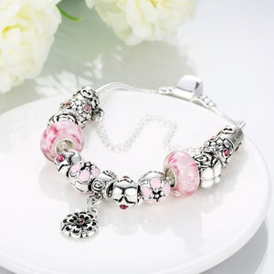 Mini Petite Pink Pandora Inspired Bracelet - Golden NYC Jewelry