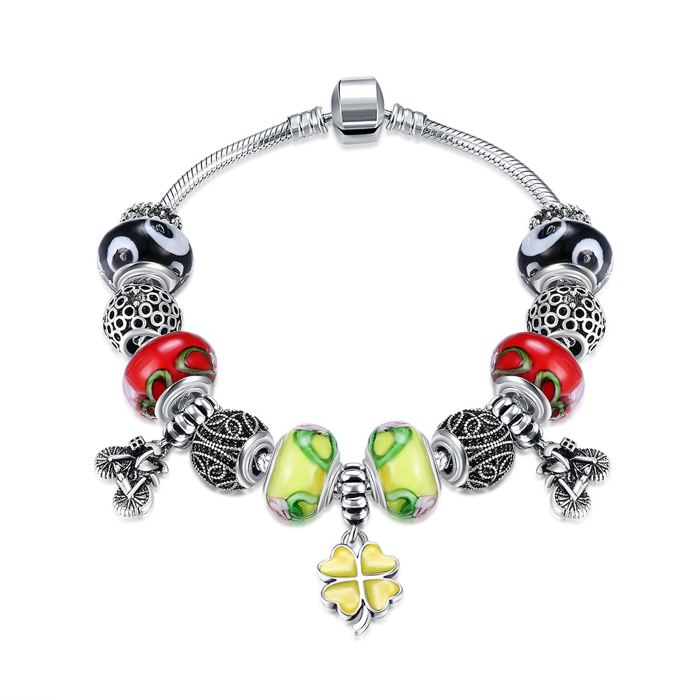 Neon Green Swirl Design Pandora Inspired Bracelet