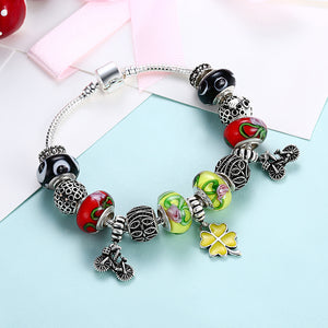 Neon Green Swirl Design Pandora Inspired Bracelet