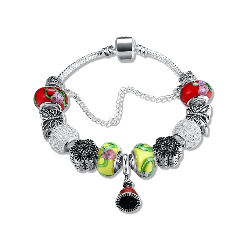 Banana & Cherry Swirl Pandora Inspired Bracelet, , Golden NYC Jewelry, Golden NYC Jewelry jewelryjewelry deals, swarovski crystal jewelry, groupon jewelry,, jewelry for mom, 