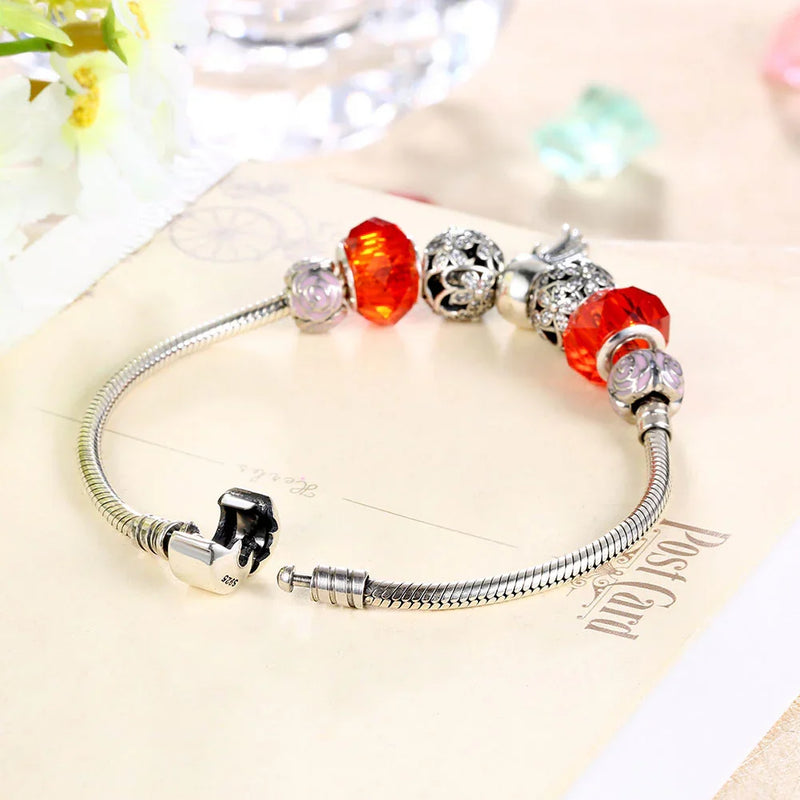 Sterling Silver Ruby Feather Bracelet - Golden NYC Jewelry