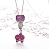 Sterling Silver 2 Piece Necklace- Purple Floral Passion - Golden NYC Jewelry