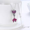 Sterling Silver 2 Piece Necklace- Purple Floral Passion - Golden NYC Jewelry