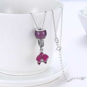 Sterling Silver 2 Piece Necklace- Purple Floral Passion - Golden NYC Jewelry