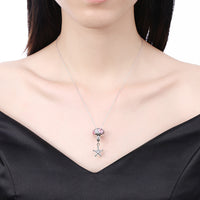 Sterling Silver 2 Piece Necklace- Pink Starfish - Golden NYC Jewelry