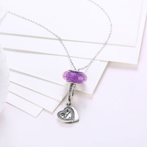 Sterling Silver 2 Piece Necklace- Purple Heart Locket - Golden NYC Jewelry