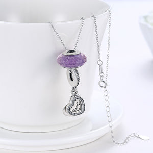 Sterling Silver 2 Piece Necklace- Purple Heart Locket - Golden NYC Jewelry